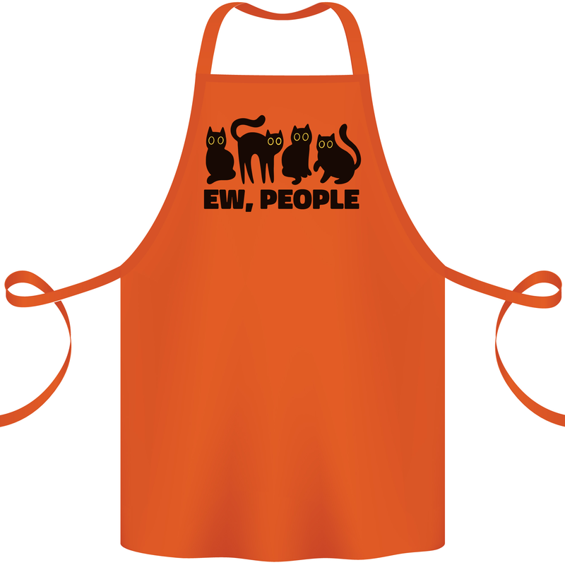 Ew People Cats Funny Cotton Apron 100% Organic Orange