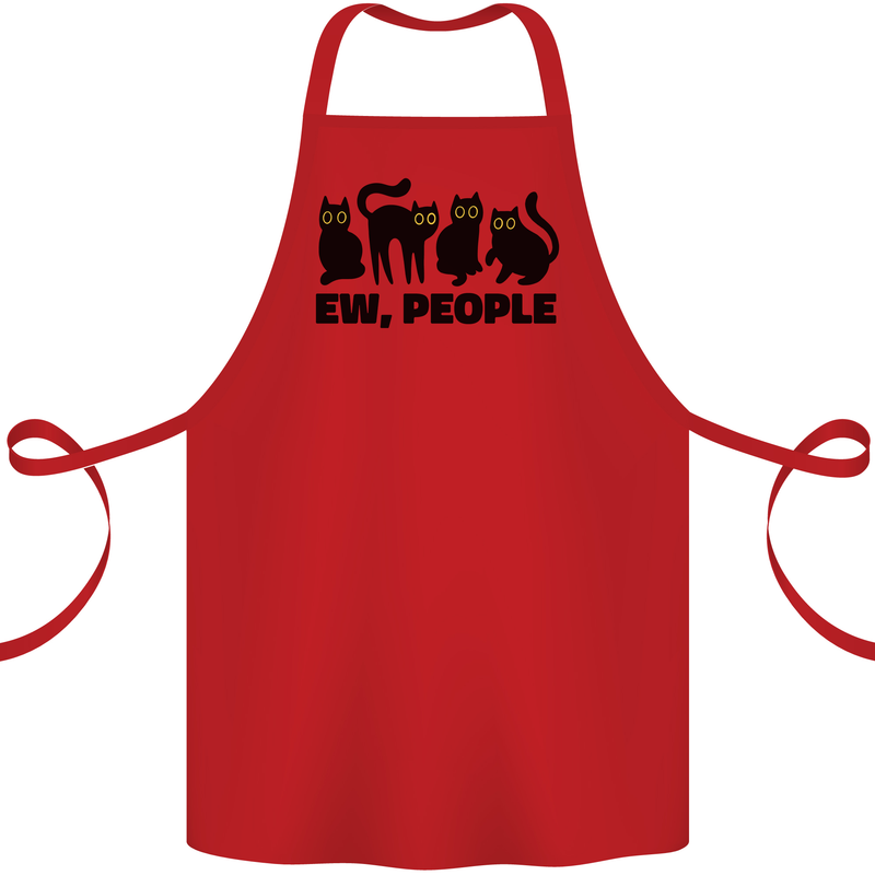Ew People Cats Funny Cotton Apron 100% Organic Red