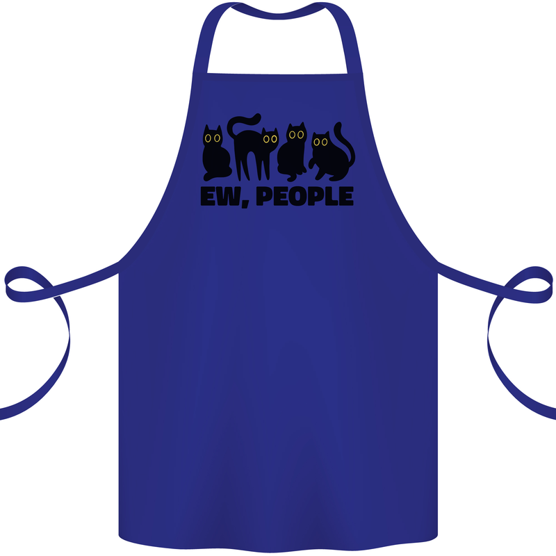 Ew People Cats Funny Cotton Apron 100% Organic Royal Blue