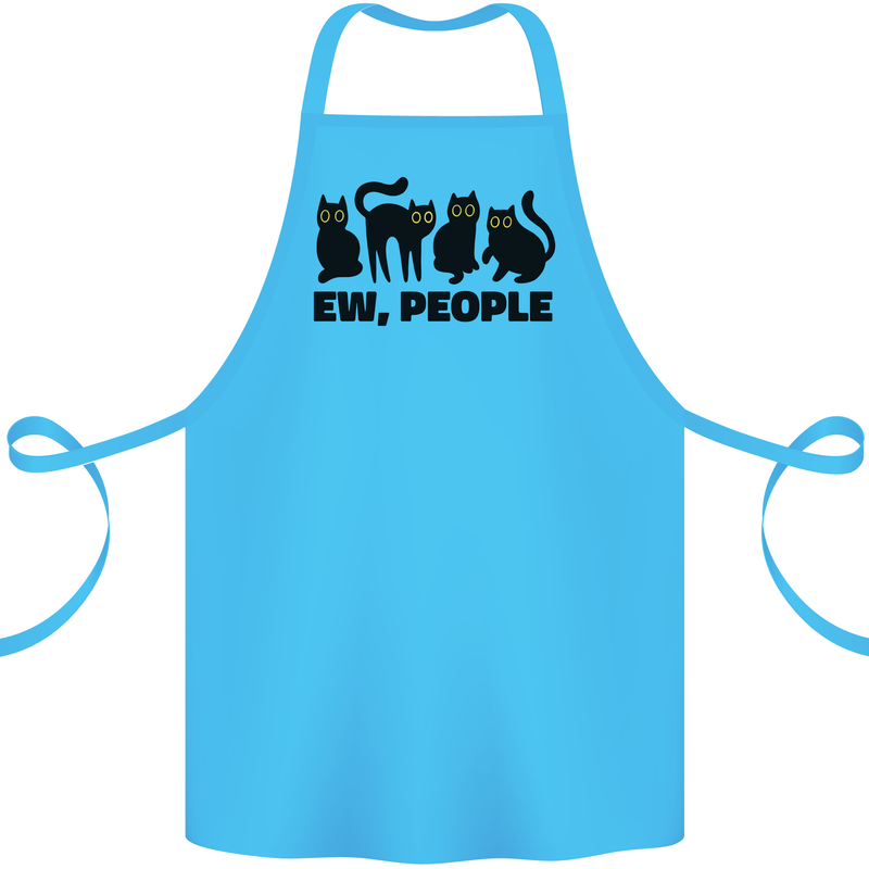 Ew People Cats Funny Cotton Apron 100% Organic Turquoise