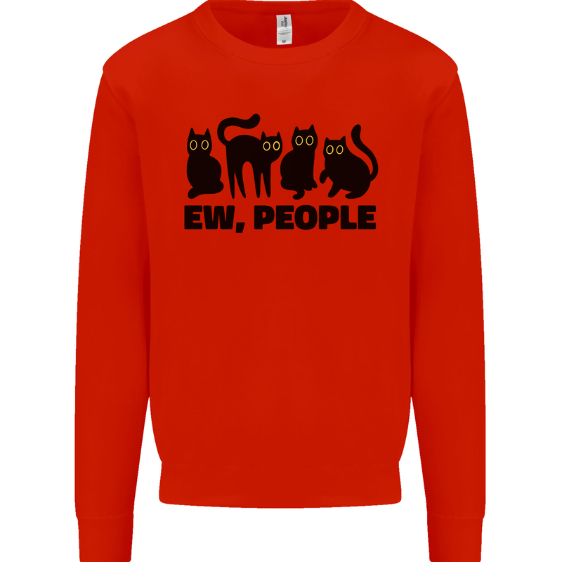 Ew People Cats Funny Kids Sweatshirt Jumper Bright Red