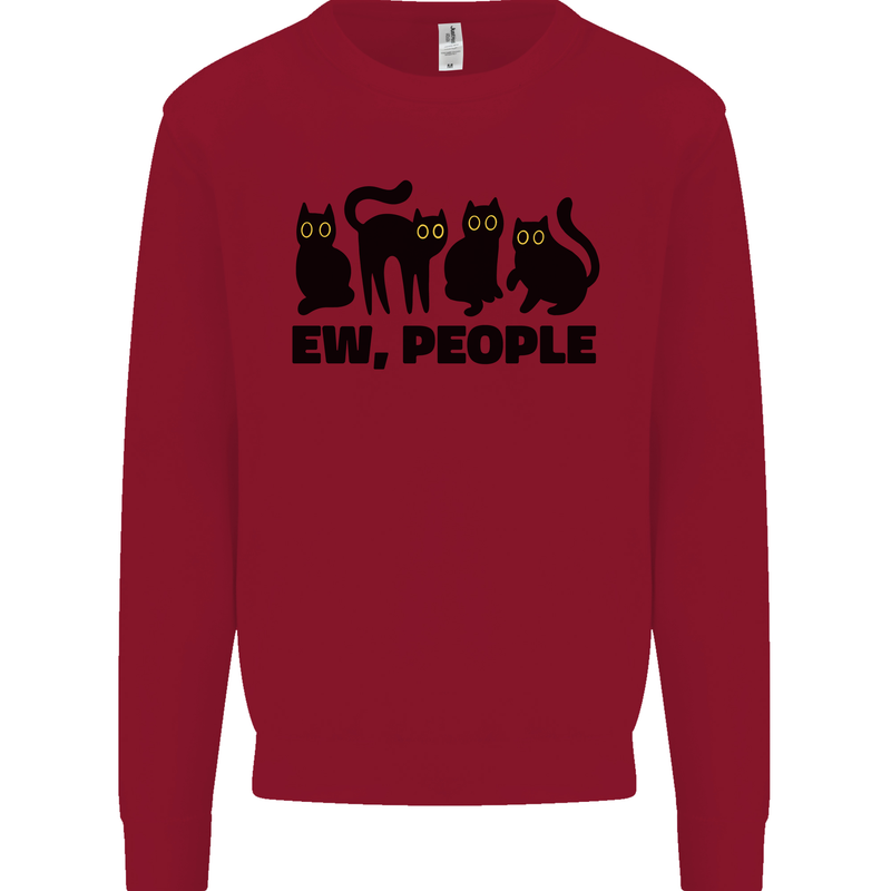 Ew People Cats Funny Kids Sweatshirt Jumper Red