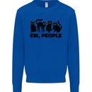 Ew People Cats Funny Kids Sweatshirt Jumper Royal Blue