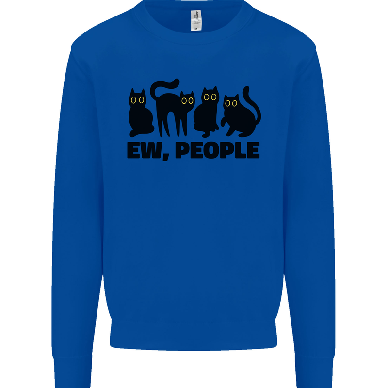 Ew People Cats Funny Kids Sweatshirt Jumper Royal Blue
