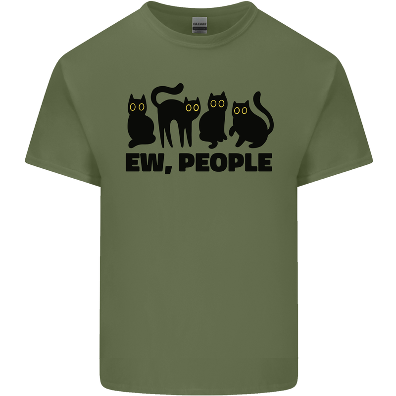 Ew People Cats Funny Mens Cotton T-Shirt Tee Top Military Green