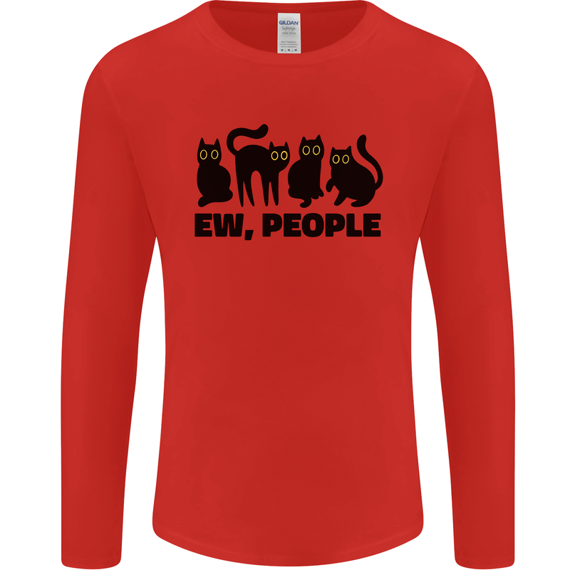 Ew People Cats Funny Mens Long Sleeve T-Shirt Red
