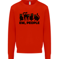 Ew People Cats Funny Mens Sweatshirt Jumper Bright Red