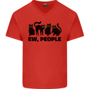 Ew People Cats Funny Mens V-Neck Cotton T-Shirt Red