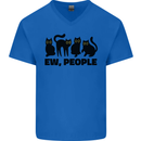 Ew People Cats Funny Mens V-Neck Cotton T-Shirt Royal Blue