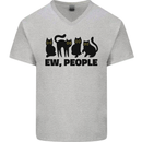 Ew People Cats Funny Mens V-Neck Cotton T-Shirt Sports Grey