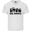 Ew People Cats Funny Mens V-Neck Cotton T-Shirt White