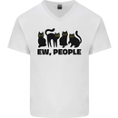 Ew People Cats Funny Mens V-Neck Cotton T-Shirt White