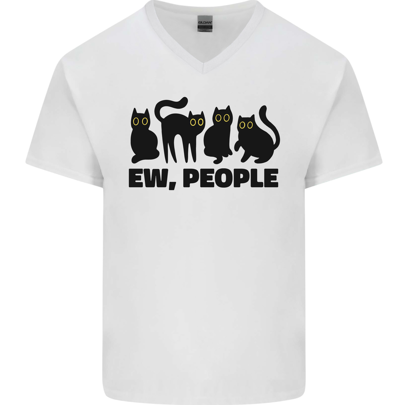 Ew People Cats Funny Mens V-Neck Cotton T-Shirt White