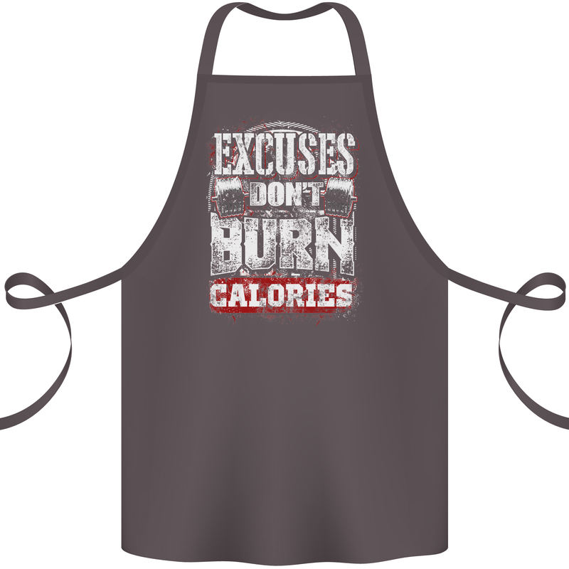Excuses Calories Gym Training Top Funny Cotton Apron 100% Organic Dark Grey