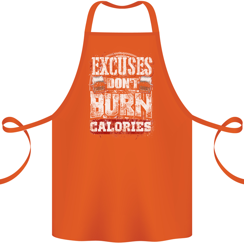 Excuses Calories Gym Training Top Funny Cotton Apron 100% Organic Orange