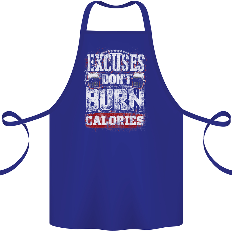 Excuses Calories Gym Training Top Funny Cotton Apron 100% Organic Royal Blue