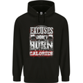 Excuses Calories Gym Training Top Funny Mens 80% Cotton Hoodie Black
