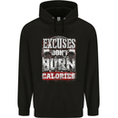 Excuses Calories Gym Training Top Funny Mens 80% Cotton Hoodie Black
