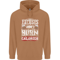 Excuses Calories Gym Training Top Funny Mens 80% Cotton Hoodie Caramel Latte