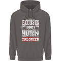 Excuses Calories Gym Training Top Funny Mens 80% Cotton Hoodie Charcoal