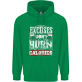 Excuses Calories Gym Training Top Funny Mens 80% Cotton Hoodie Irish Green