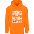 Excuses Calories Gym Training Top Funny Mens 80% Cotton Hoodie Orange