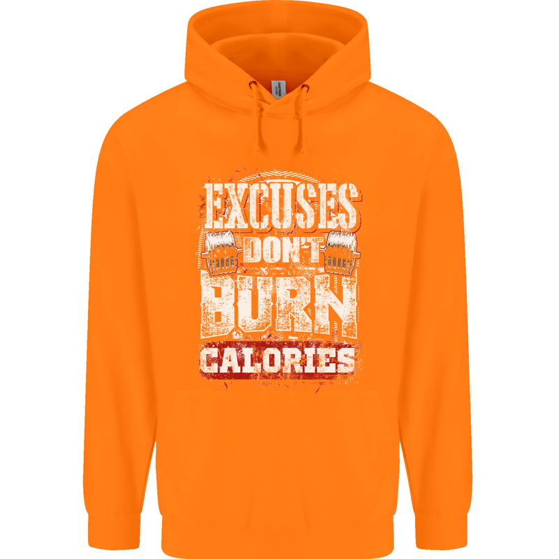 Excuses Calories Gym Training Top Funny Mens 80% Cotton Hoodie Orange