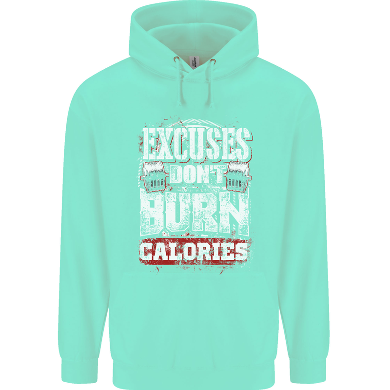 Excuses Calories Gym Training Top Funny Mens 80% Cotton Hoodie Peppermint