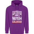 Excuses Calories Gym Training Top Funny Mens 80% Cotton Hoodie Purple