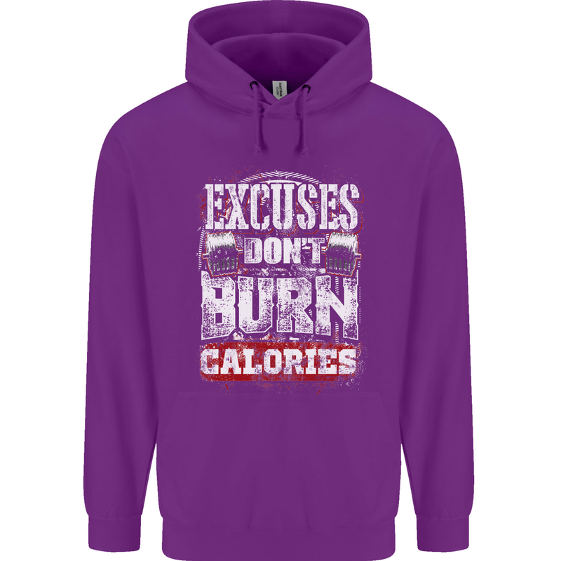 Excuses Calories Gym Training Top Funny Mens 80% Cotton Hoodie Purple