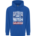 Excuses Calories Gym Training Top Funny Mens 80% Cotton Hoodie Royal Blue