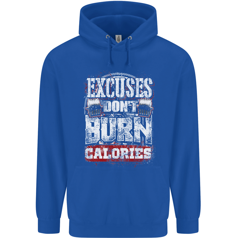 Excuses Calories Gym Training Top Funny Mens 80% Cotton Hoodie Royal Blue