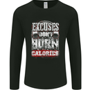 Excuses Calories Gym Training Top Funny Mens Long Sleeve T-Shirt Black