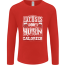 Excuses Calories Gym Training Top Funny Mens Long Sleeve T-Shirt Red