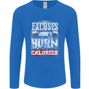 Excuses Calories Gym Training Top Funny Mens Long Sleeve T-Shirt Royal Blue