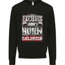 Excuses Calories Gym Training Top Funny Mens Sweatshirt Jumper Black