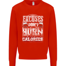 Excuses Calories Gym Training Top Funny Mens Sweatshirt Jumper Bright Red