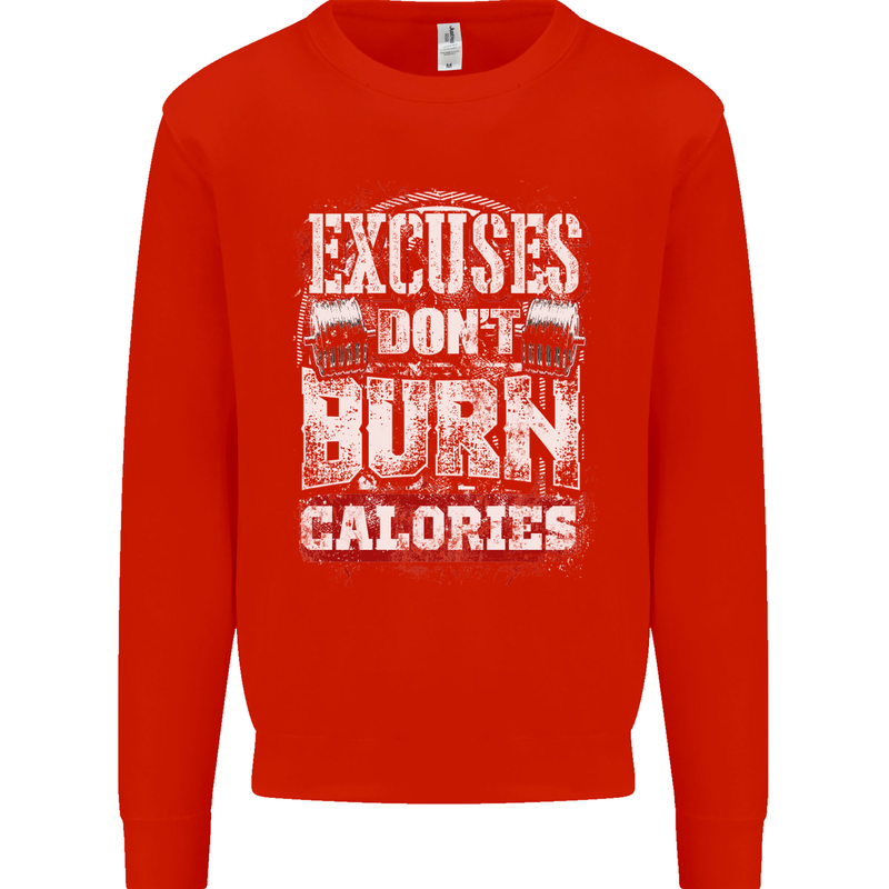 Excuses Calories Gym Training Top Funny Mens Sweatshirt Jumper Bright Red
