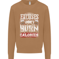 Excuses Calories Gym Training Top Funny Mens Sweatshirt Jumper Caramel Latte