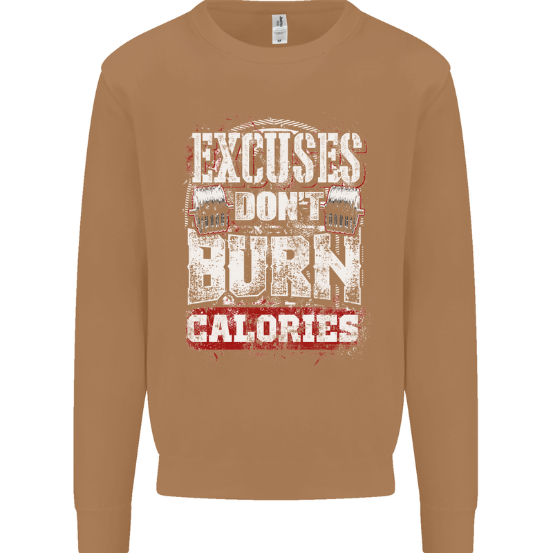 Excuses Calories Gym Training Top Funny Mens Sweatshirt Jumper Caramel Latte