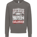 Excuses Calories Gym Training Top Funny Mens Sweatshirt Jumper Charcoal