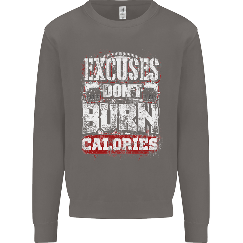 Excuses Calories Gym Training Top Funny Mens Sweatshirt Jumper Charcoal