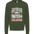 Excuses Calories Gym Training Top Funny Mens Sweatshirt Jumper Forest Green