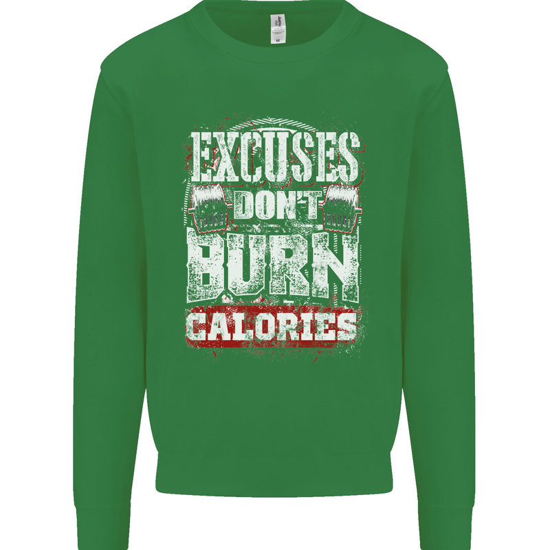 Excuses Calories Gym Training Top Funny Mens Sweatshirt Jumper Irish Green