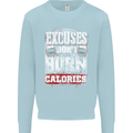 Excuses Calories Gym Training Top Funny Mens Sweatshirt Jumper Light Blue