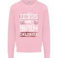Excuses Calories Gym Training Top Funny Mens Sweatshirt Jumper Light Pink