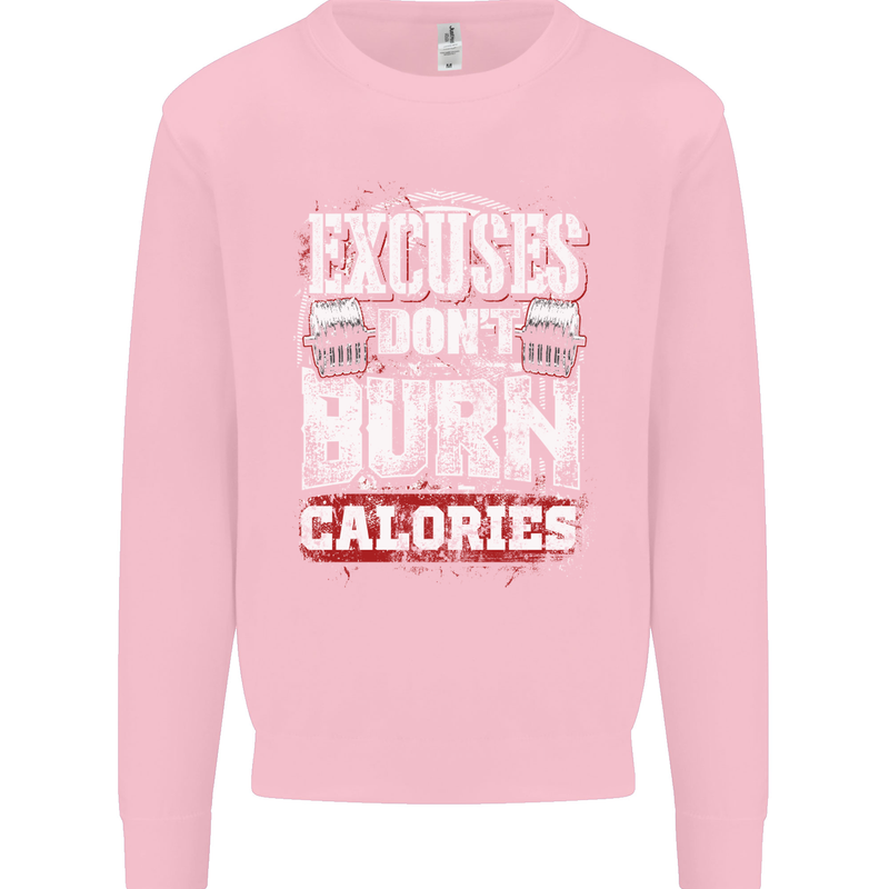 Excuses Calories Gym Training Top Funny Mens Sweatshirt Jumper Light Pink