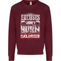 Excuses Calories Gym Training Top Funny Mens Sweatshirt Jumper Maroon