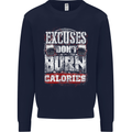 Excuses Calories Gym Training Top Funny Mens Sweatshirt Jumper Navy Blue