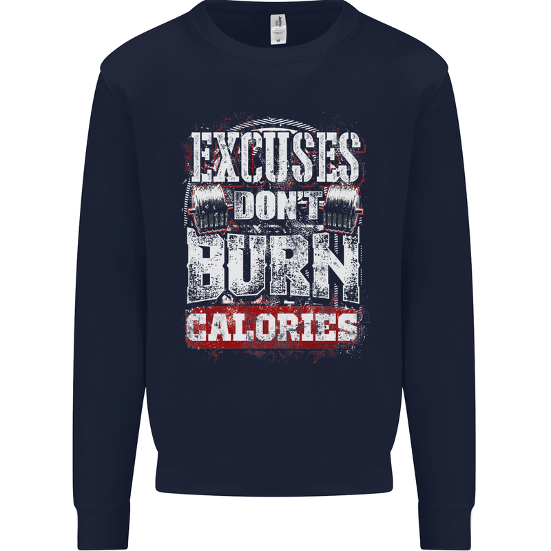 Excuses Calories Gym Training Top Funny Mens Sweatshirt Jumper Navy Blue